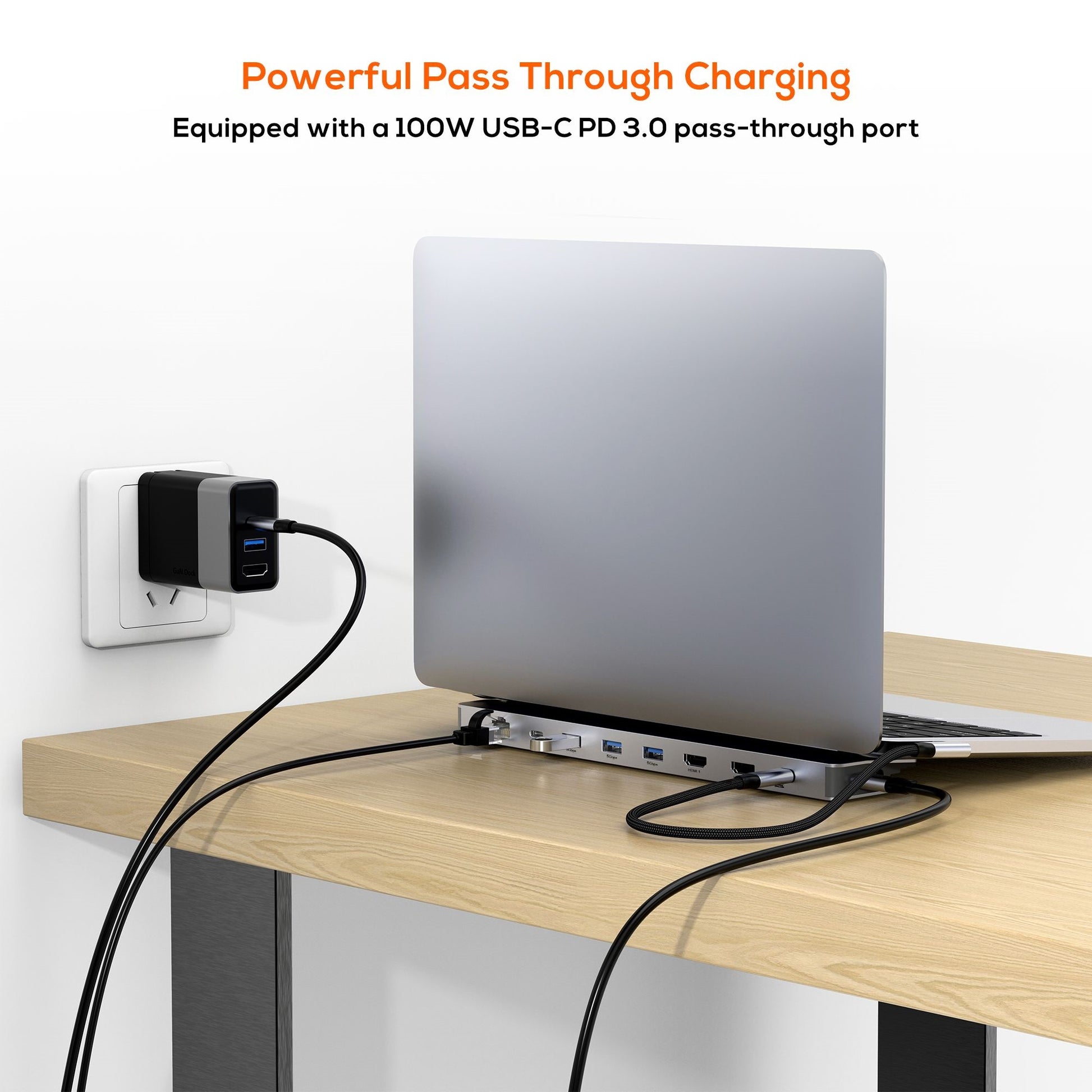 mbeat® D12 Multi-Port Dual HDMI 4K USB-C Dock Dual 4K/60Hz HDMI output 100W USB-C PD 3.0 3x USB 3... - Image 2