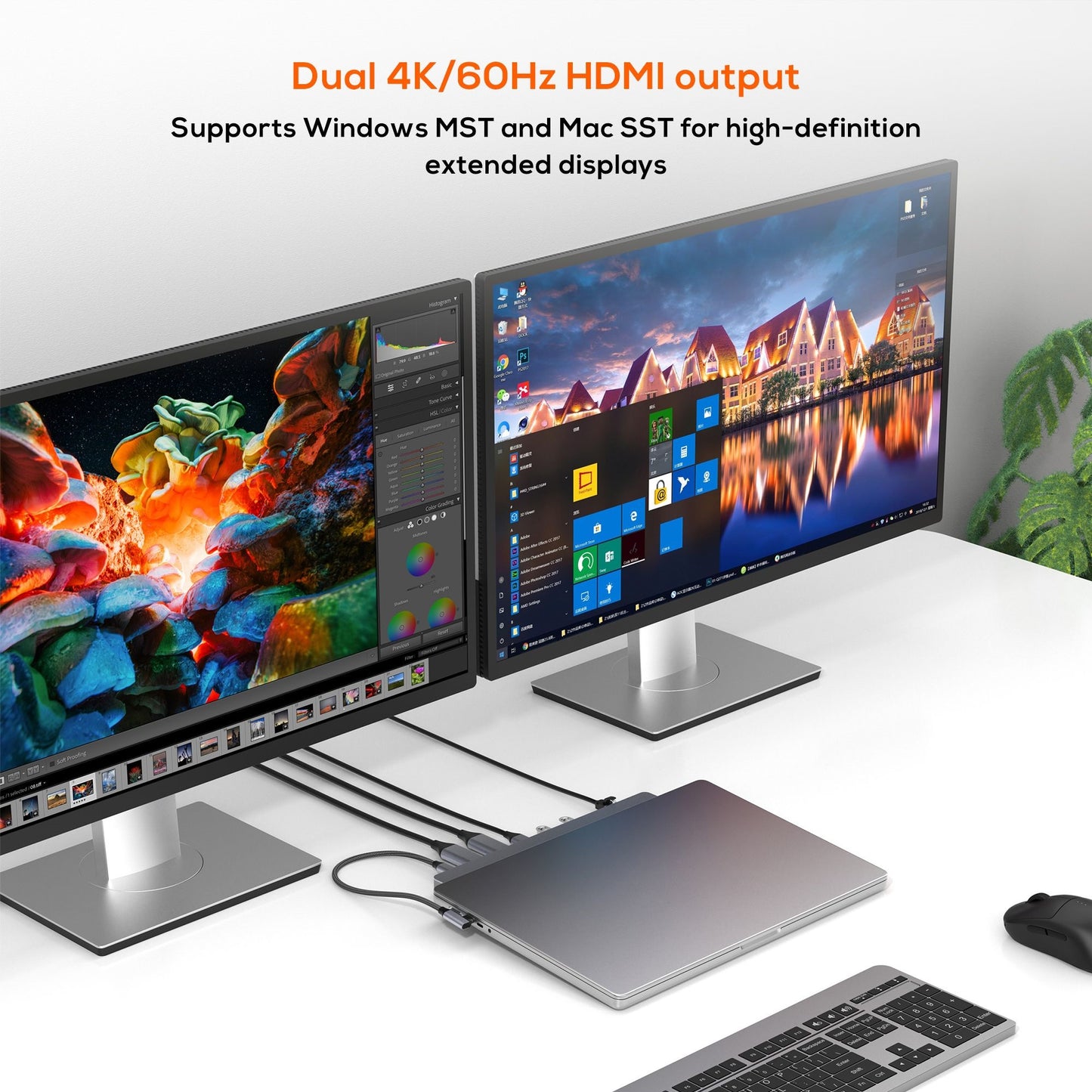 mbeat® D12 Multi-Port Dual HDMI 4K USB-C Dock Dual 4K/60Hz HDMI output 100W USB-C PD 3.0 3x USB 3... - Image 3