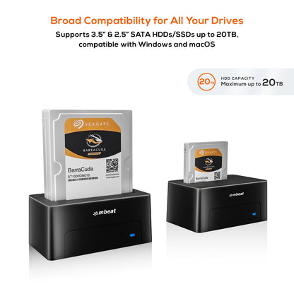 mbeat® D1 USB 3.0 3.5'  2.5' SATA HDD Docking Station - Black Product Weight: 250g HDD Capacity:... - Image 3