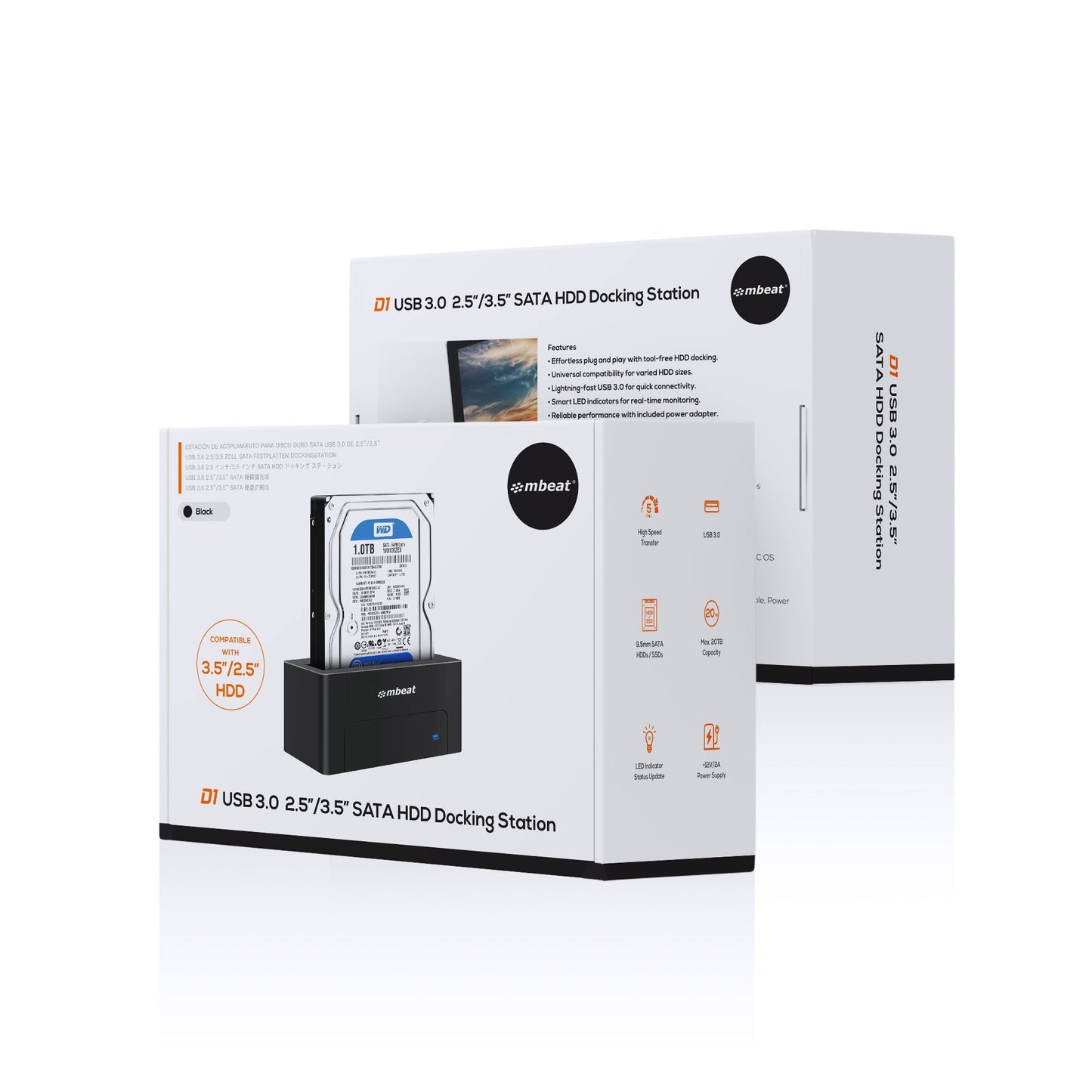 mbeat® D1 USB 3.0 3.5'  2.5' SATA HDD Docking Station - Black Product Weight: 250g HDD Capacity:... - Image 4