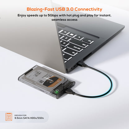 mbeat® A1 See-Through Tool Free USB 3.0 2.5' SATA HDD Enclosure - Black USB Port: USB 3.0 Data Sp... - Image 2