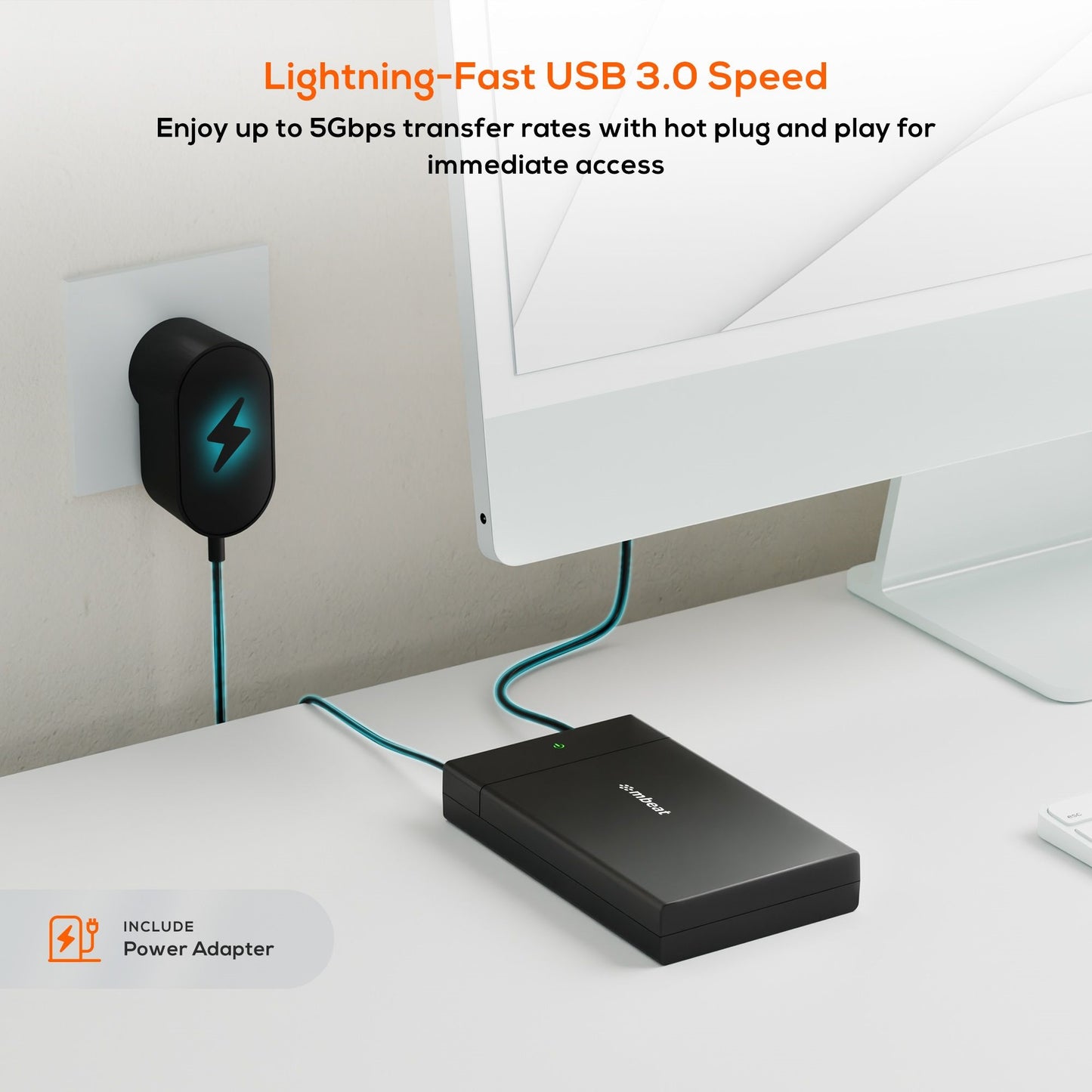 mbeat® C1 Tool-Free USB 3.0 3.5'  2.5' SATA HDD Enclosure - Black Data Speed: Maximum up to 5Gbp... - Image 2