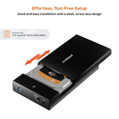 mbeat® C1 Tool-Free USB 3.0 3.5'  2.5' SATA HDD Enclosure - Black Data Speed: Maximum up to 5Gbp... - Image 3