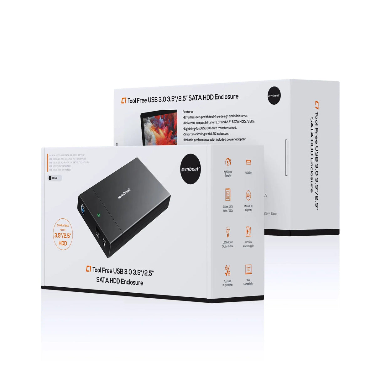 mbeat® C1 Tool-Free USB 3.0 3.5'  2.5' SATA HDD Enclosure - Black Data Speed: Maximum up to 5Gbp... - Image 4