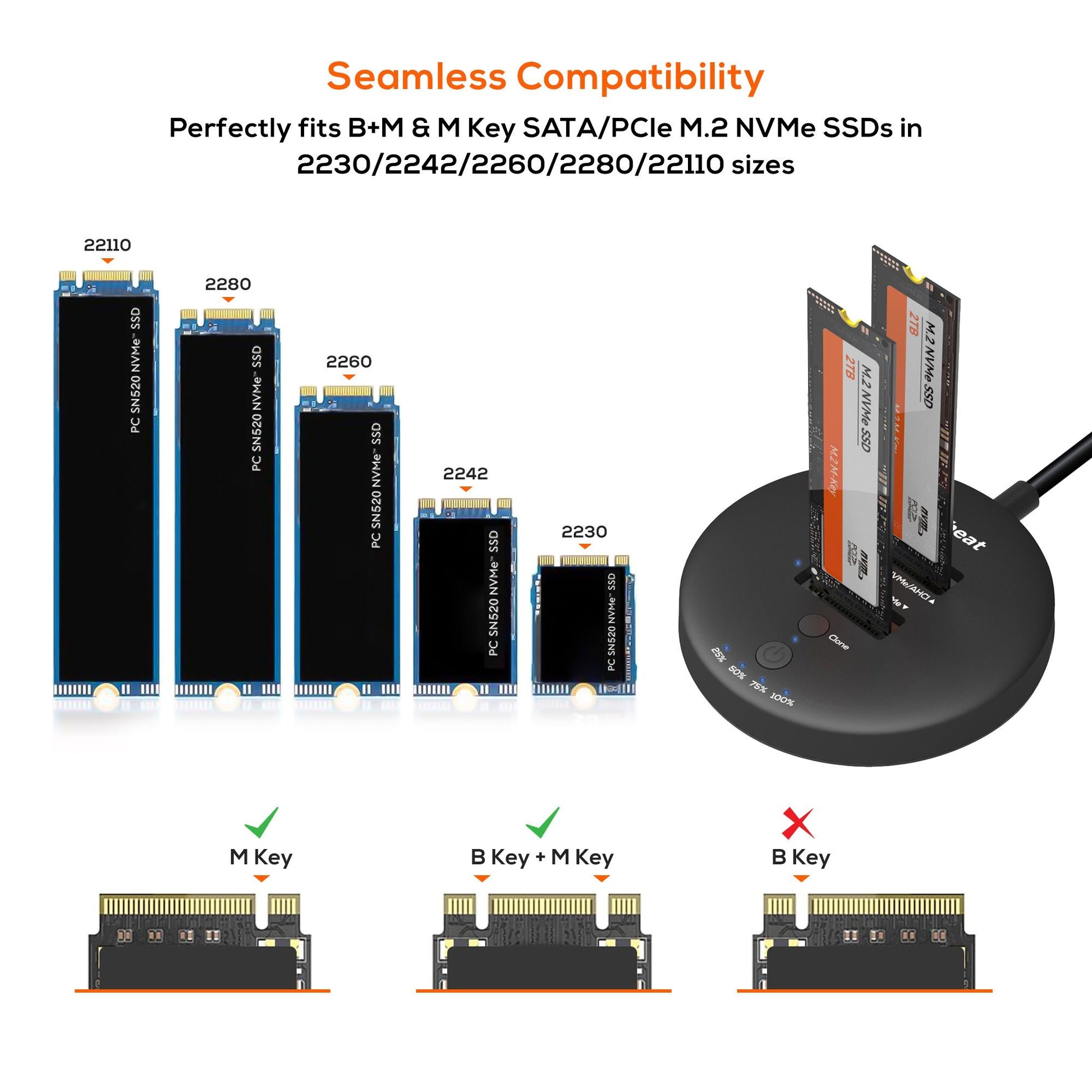 mbeat® H3 USB 3.2 Gen2x2 20Gbps Dual M.2 NVMe SSD Dock with Clone Duplicator (Black) Clone Speed:... - Image 3