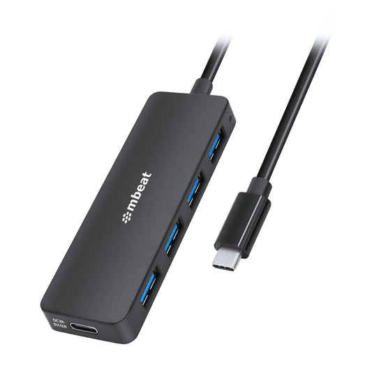 mbeat® 4-Port USB-C Hub with USB-C DC Port  Compact and Portable Design  Flexible Device Connecti...