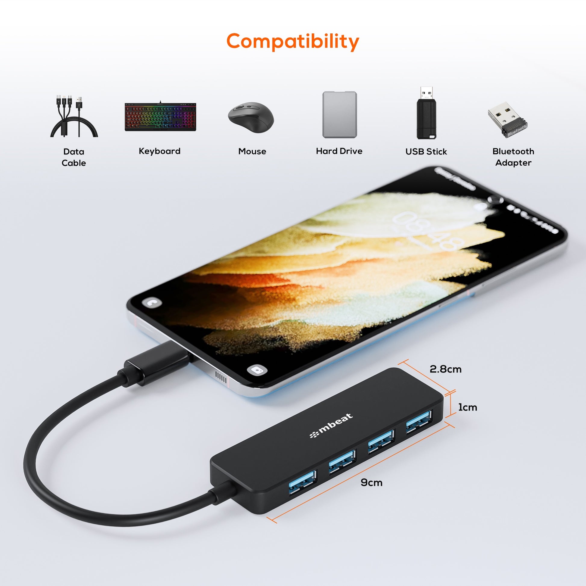 mbeat® 4-Port USB-C Hub with USB-C DC Port  Compact and Portable Design  Flexible Device Connecti... - Image 2