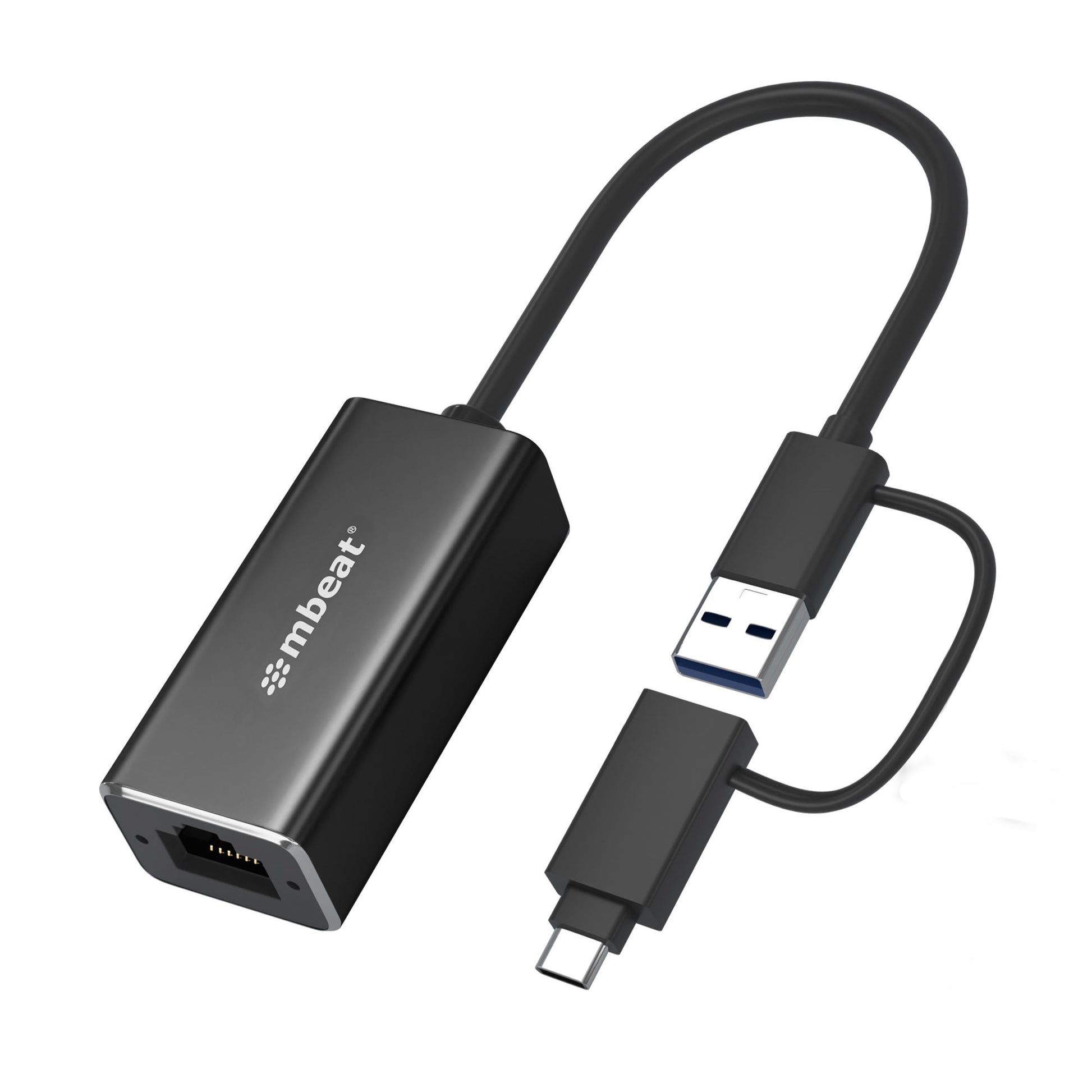 mbeat® 2-in-1 USB 3.1 Gigabit LAN Adapter with USB-C Converter/ USB 3.1/ RJ45/ Transfer Speed: 10...
