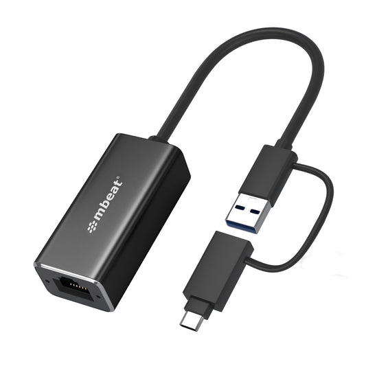 mbeat® 2-in-1 USB 3.1 Gigabit LAN Adapter with USB-C Converter/ USB 3.1/ RJ45/ Transfer Speed: 10...