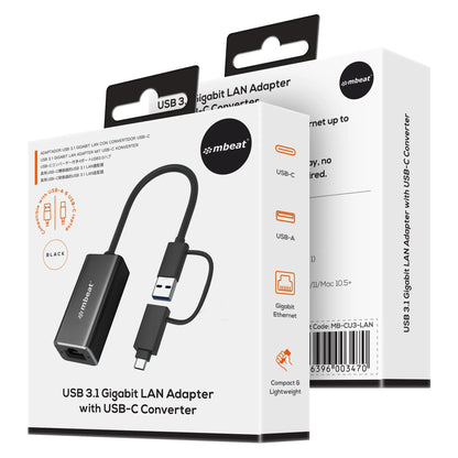 (LS) mbeat® 2-in-1 USB 3.1 Gigabit LAN Adapter with USB-C Converter/ USB 3.1/ RJ45/ Transfer Spee... - Image 4