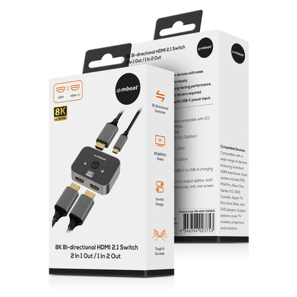 mbeat® 8K Bi-directional HDMI 2.1 Switch 2 In 1 Out/1 In 2 Out  8K@60Hz resolution, plug-and-play... - Image 4
