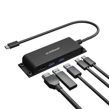 mbeat® Mountable 5-Port USB-C Hub - Supports 4K HDMI video out and 60W Power Delivery Charging wi...