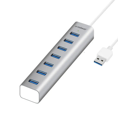 mbeat® 7-Port USB 3.0 Powered Hub - USB 2.0/1.1/Aluminium Slim Design Hub with Fast Data Speeds (...