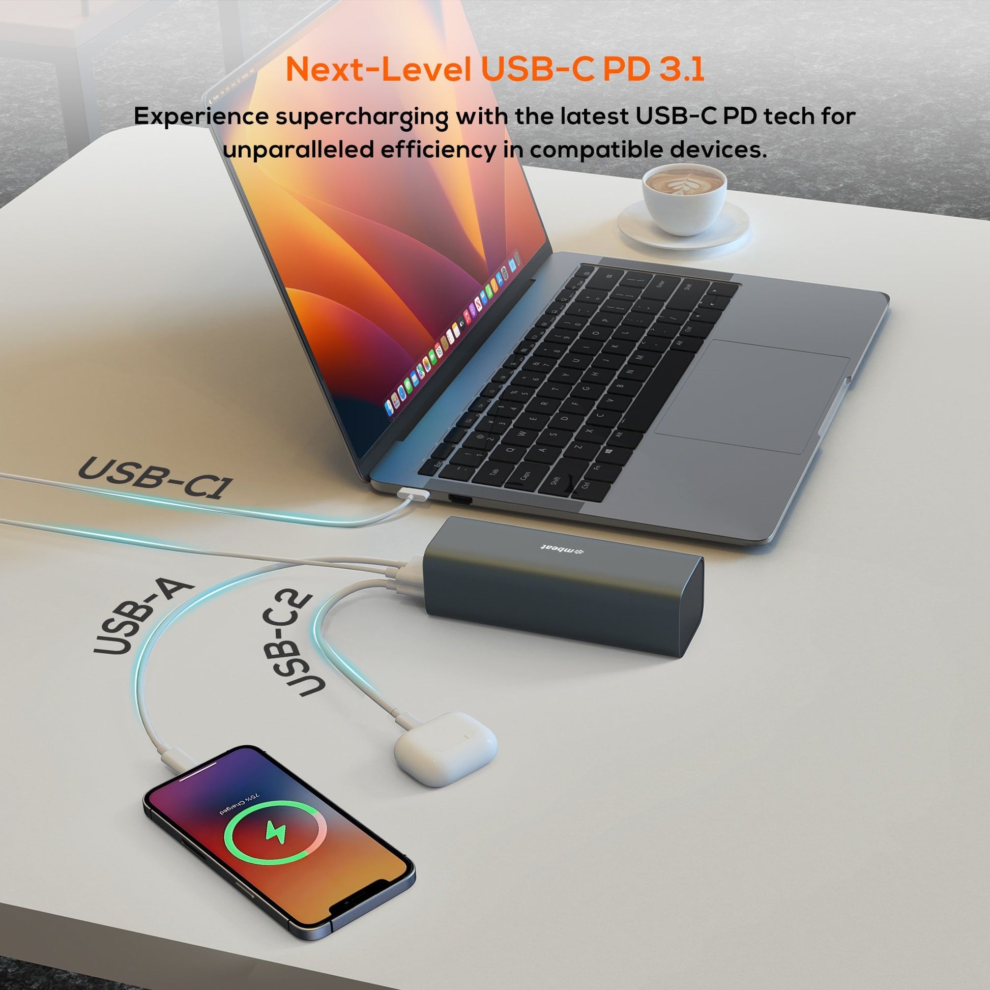 mbeat® Gorilla Power 27000mAh USB-C PD 140W Power Bank for Laptop/Tablet/Smartphone Turbocharged... - Image 2