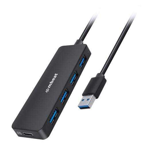 mbeat® 4-Port USB 3.0 Hub with USB-C DC Port  Compact and Portable Design  Expandable Connectivit...