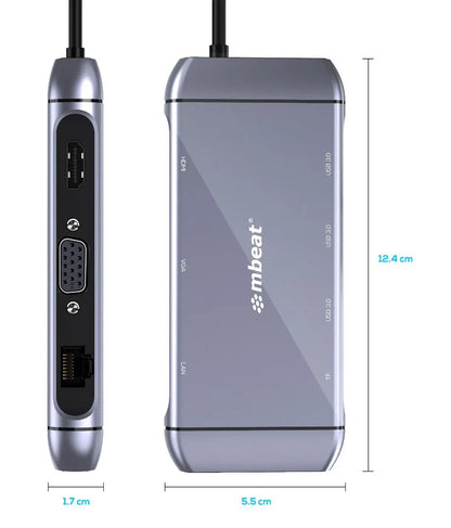 (LS) mbeat® Elite X9 9-in-1 Multifunction USB-C Docking Station 1x HDMI, 1x VGA 1x USB-C Power De... - Image 2