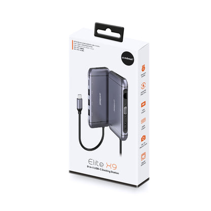 mbeat® Elite X9 9-in-1 Multifunction USB-C Docking Station 1x HDMI, 1x VGA 1x USB-C Power Delivery 100W, 3x USB 3.0, MicroSD/SD Card, 1x RJ45