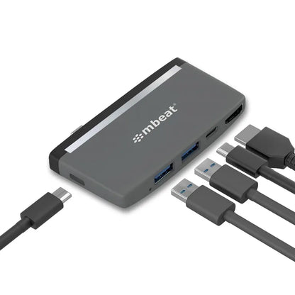 (LS) mbeat® Essential Pro  5-IN-1 USB- C Hub (4k HDMI Video, USB-C PD Pass Through Charging, USB...