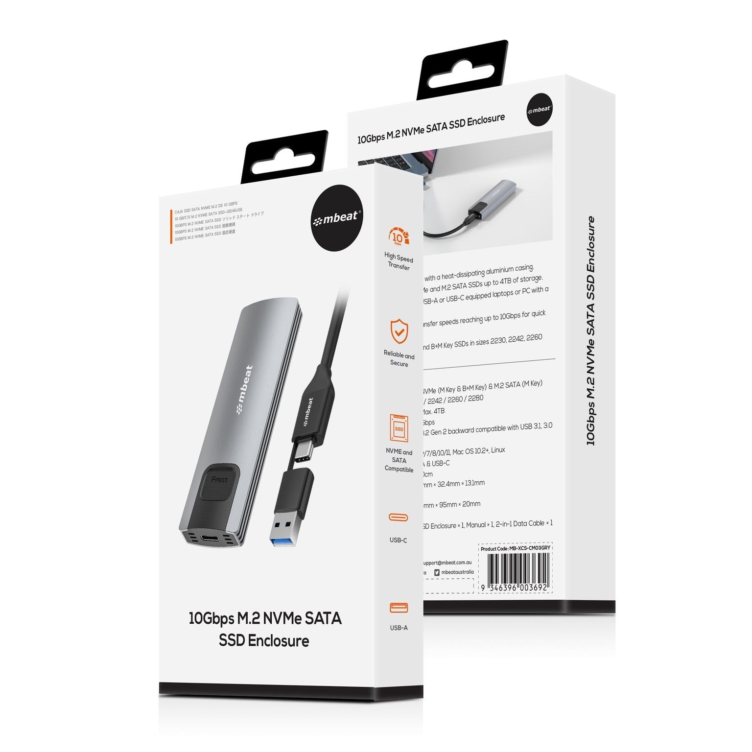 mbeat® 10Gbps M.2 NVMe SATA SSD Enclosure  Easily install  Versatile Storage Options up to 4TB US... - Image 4