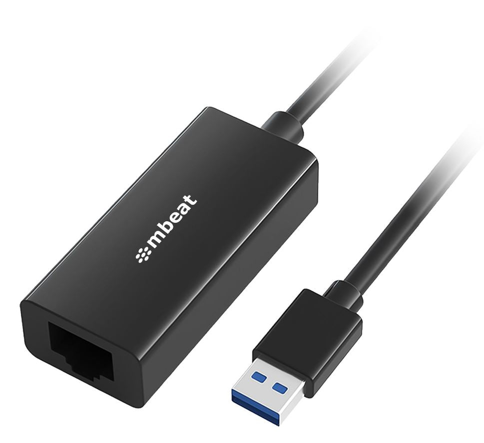 mbeat® USB 3.0 Gigabit Etherent Adapter - Black RJ45, up to 1000Mbps speed. Compact and lightweig...