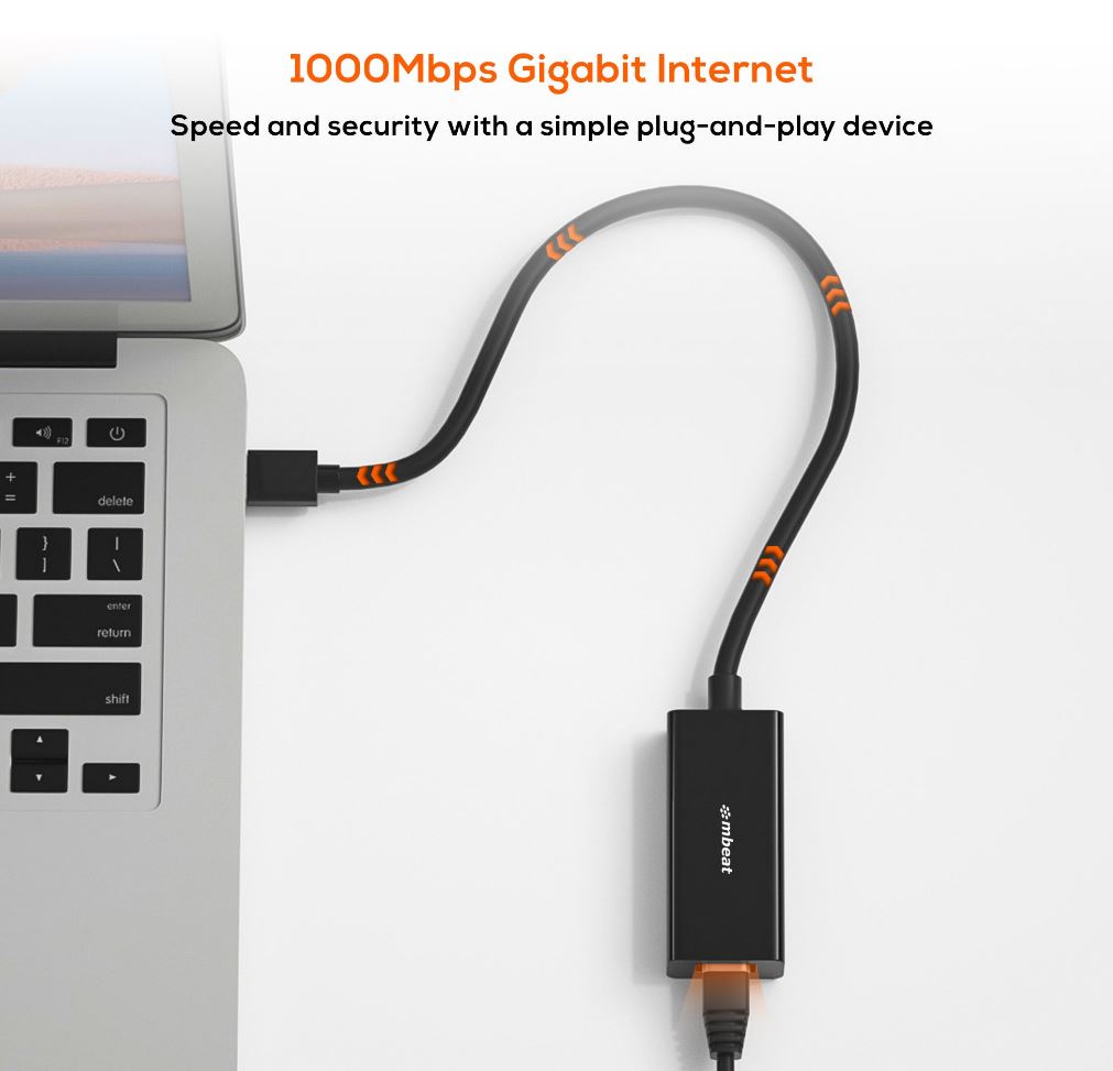 mbeat® USB 3.0 Gigabit Etherent Adapter - Black RJ45, up to 1000Mbps speed. Compact and lightweig... - Image 2