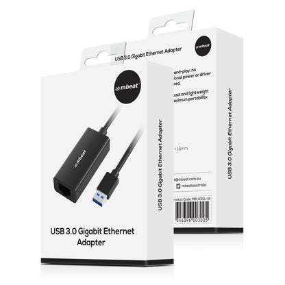 mbeat® USB 3.0 Gigabit Etherent Adapter - Black RJ45, up to 1000Mbps speed. Compact and lightweig... - Image 4