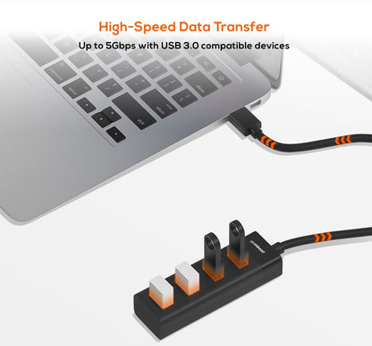 mbeat® 4-Port USB 3.0 Hub - Black USB 3.0 transfer speeds up to 5Gbps. Plug-and-play Compact and... - Image 2