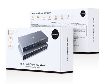 mbeat® 15-in-1 Triple Display USB-C Docking Station 2x HDMI 1x DP 1x 100W PD 3.0 1x USB-C 3.1 Gen... - Image 4