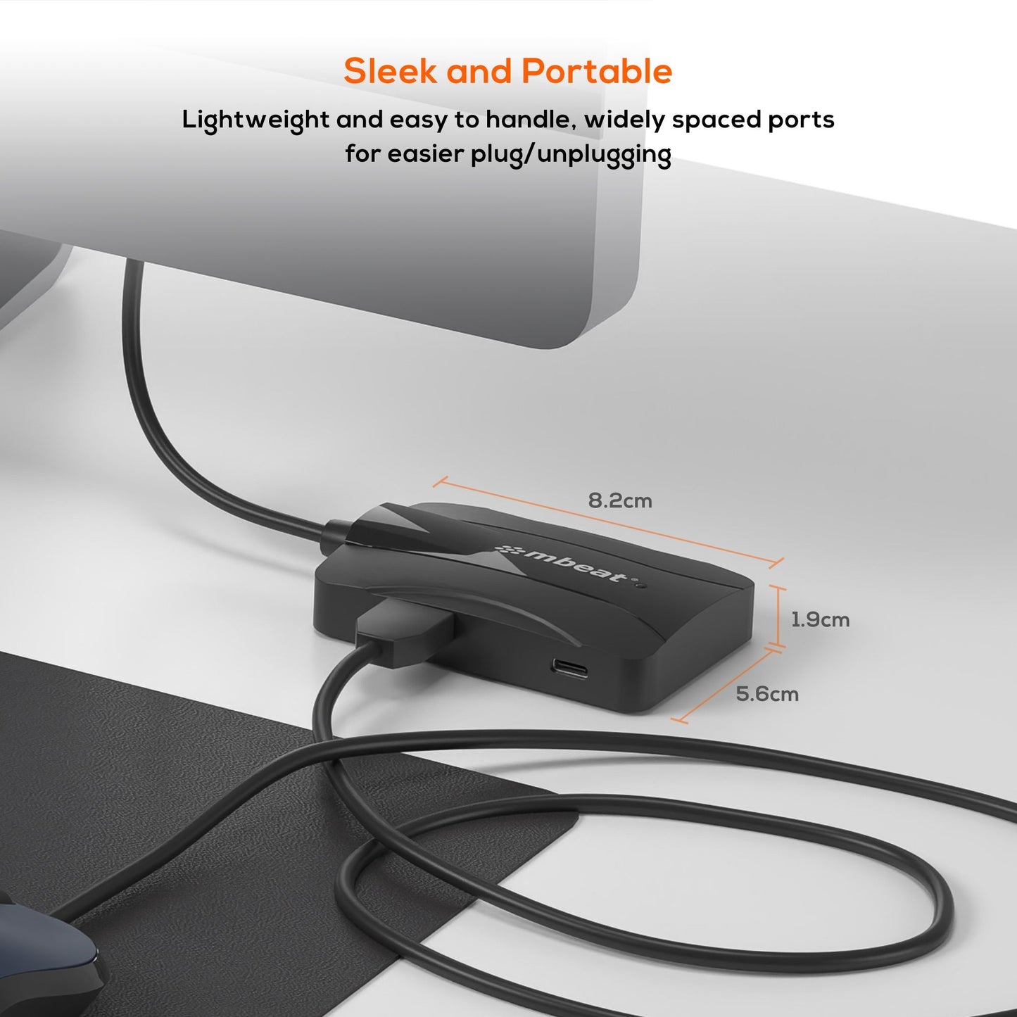 mbeat® 4-Port 10Gbps USB-C 3.2 Gen2 Hub (2 USB-A  2 USB-C) Sleek, compact, and portable Cable Len... - Image 3