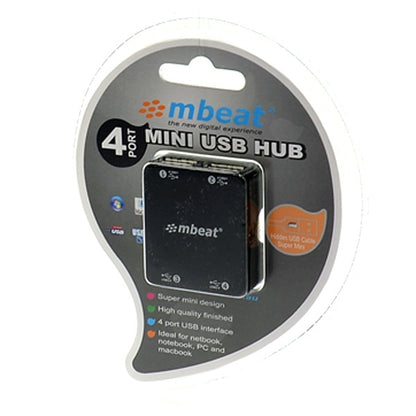 mbeat® 4 Port USB 2.0 Hub - USB 2.0 Plug and Play/ High Speed Interface/ Ideal for Notbook/PC/MAC users USB 2.0 Speed up to 480Mbps Weight: 22g