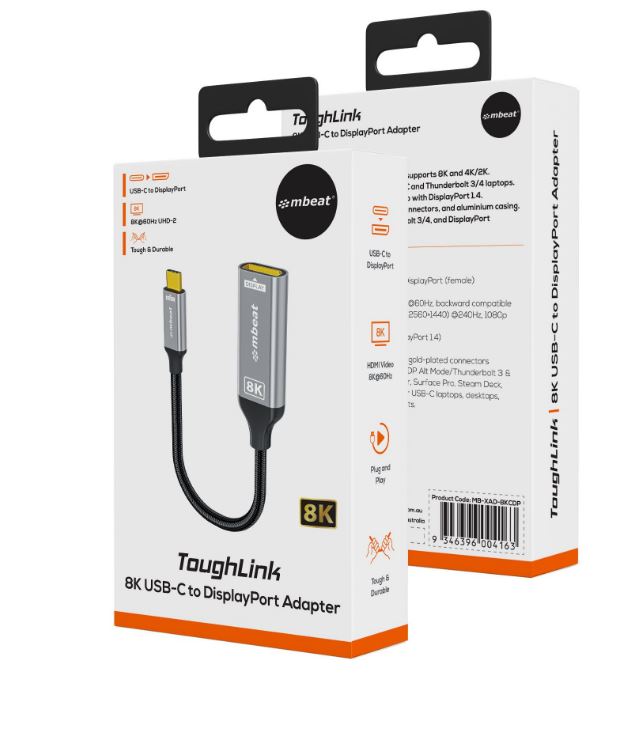mbeat® Tough Link 8K USB-C to DP Adapter - Space Grey USB-C (male) to DisplayPort (female) Up to... - Image 4