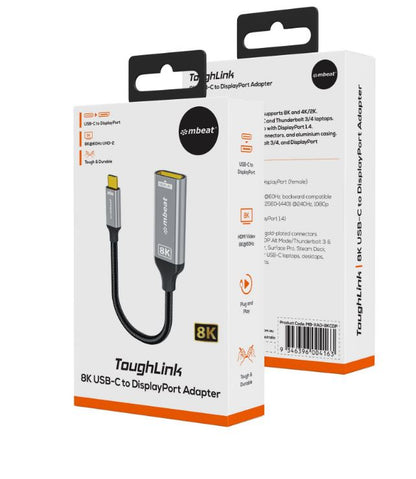 mbeat® Tough Link 8K USB-C to DP Adapter - Space Grey USB-C (male) to DisplayPort (female) Up to... - Image 4