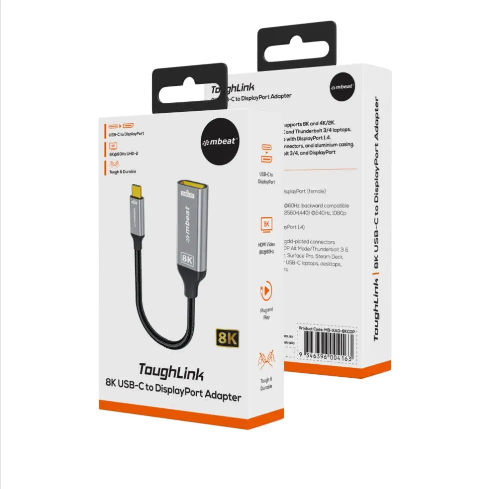 (LS) mbeat® Tough Link 8K USB-C to DP Adapter - Space Grey USB-C (male) to DisplayPort (female) U... - Image 4