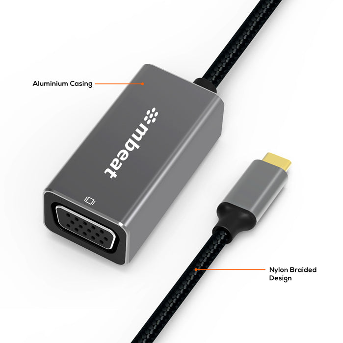 mbeat® Elite USB-C to VGA Adapter - Coverts USB-C to VGA Female Port,  Supports up to1920×1080@60... - Image 2