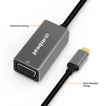 mbeat® Elite USB-C to VGA Adapter - Coverts USB-C to VGA Female Port,  Supports up to1920×1080@60... - Image 2