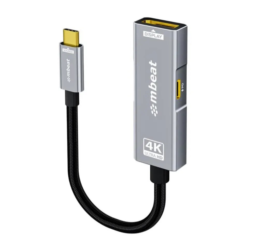 (LS) mbeat® Tough Link USB-C to DP Adapter with 100W PD - Space Grey 4K (3840 x 2160) @60Hz, 2K (...