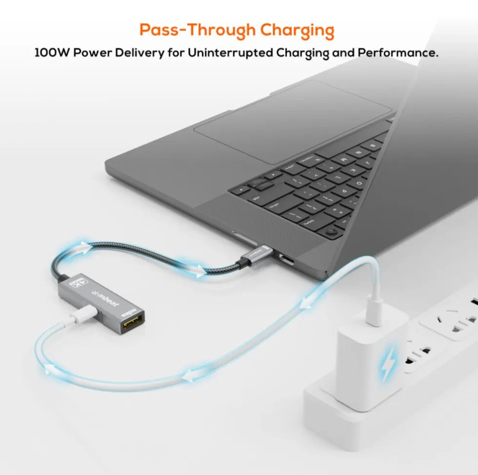 (LS) mbeat® Tough Link USB-C to DP Adapter with 100W PD - Space Grey 4K (3840 x 2160) @60Hz, 2K (... - Image 3