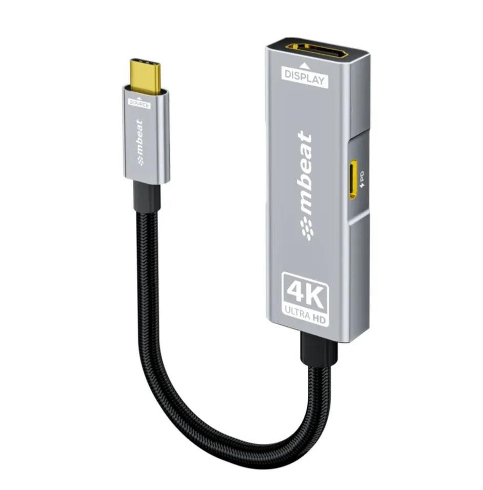 mbeat® Tough Link USB-C to HDMI Adapter with 100W PD - Space Grey  5V-20V/5A, 100W PD  Up to 4K (...