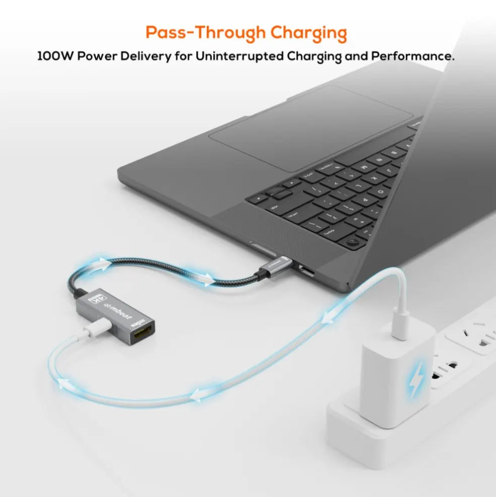 mbeat® Tough Link USB-C to HDMI Adapter with 100W PD - Space Grey  5V-20V/5A, 100W PD  Up to 4K (... - Image 3