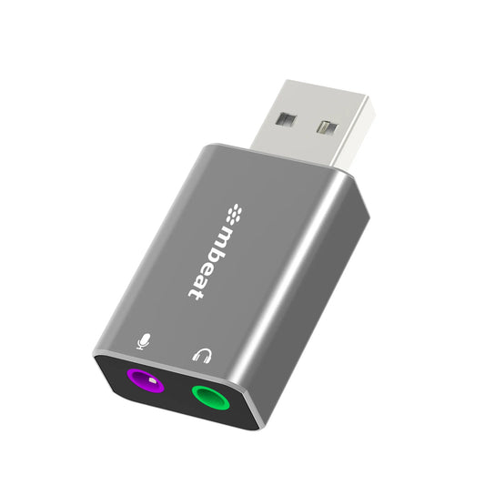 mbeat® Elite USB to 3.5mm Audio and Microphone Adapter - Add Headphone Audio Jack to USB-A Comput...