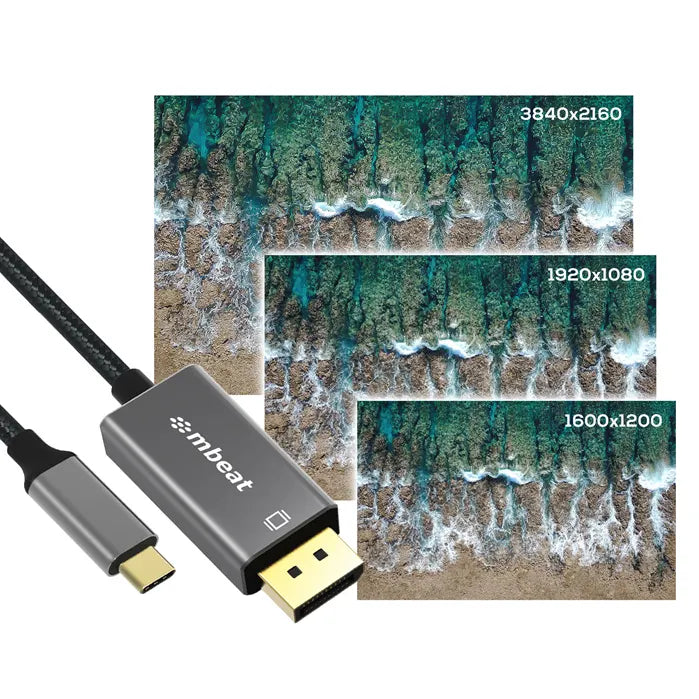 mbeat® Tough Link 1.8m 4K USB-C to Display Port Cable - Converts USB-C to DisplayPort,4K@60Hz (38... - Image 3