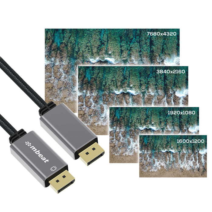 mbeat® Tough Link 1.8m Display Port Cable v1.4 - Connects Computer, Laptop to HDTV, Monitor, Gami... - Image 3