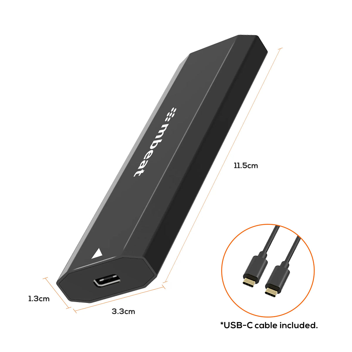 mbeat® Elite USB-C to M.2 SSD Enclosure - Pocket Size, Ultra Durable, Supports M Key, B+M Key SSD... - Image 3