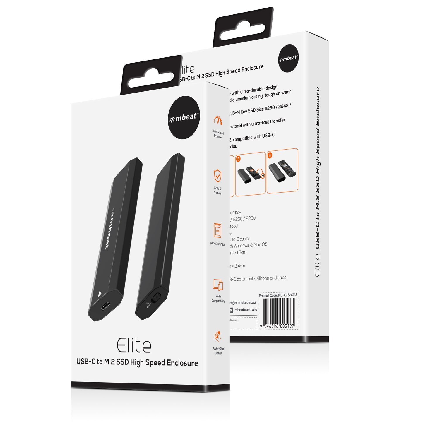 mbeat® Elite USB-C to M.2 SSD Enclosure - Pocket Size, Ultra Durable, Supports M Key, B+M Key SSD... - Image 4