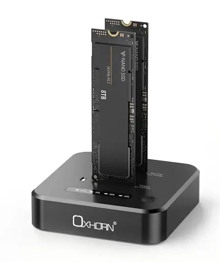 Oxhorn Dual Bay M.2 SSD Docking Station USB 3.2 Gen 2x2 M.2 NVMe SSD 16TB 10Gbp Supports Macs Win...