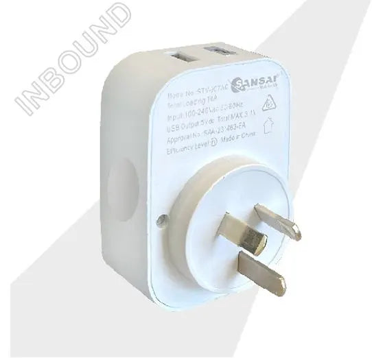 Sansai USB Travel Adaptor USB A + C 2xUSB Charging Outlets 100-240VAC 10A 2400W Compatible with p... - Image 2
