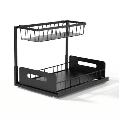 Artiss Under Sink Organizer Storage L Shape 1 Pull Out Drawers Kitchen Cabinet Shelf - Image 3
