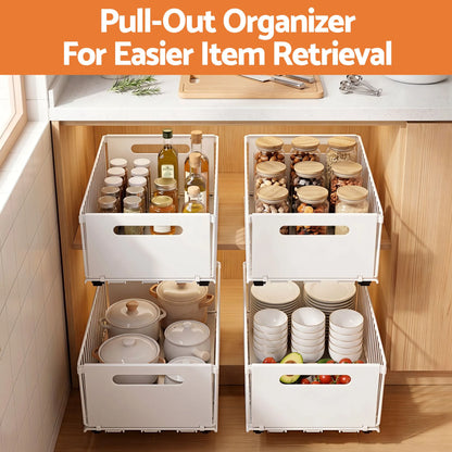 Artiss 4 Pack Pull out Drawers for Cabinets Foldable Slide Out Drawers - Image 4
