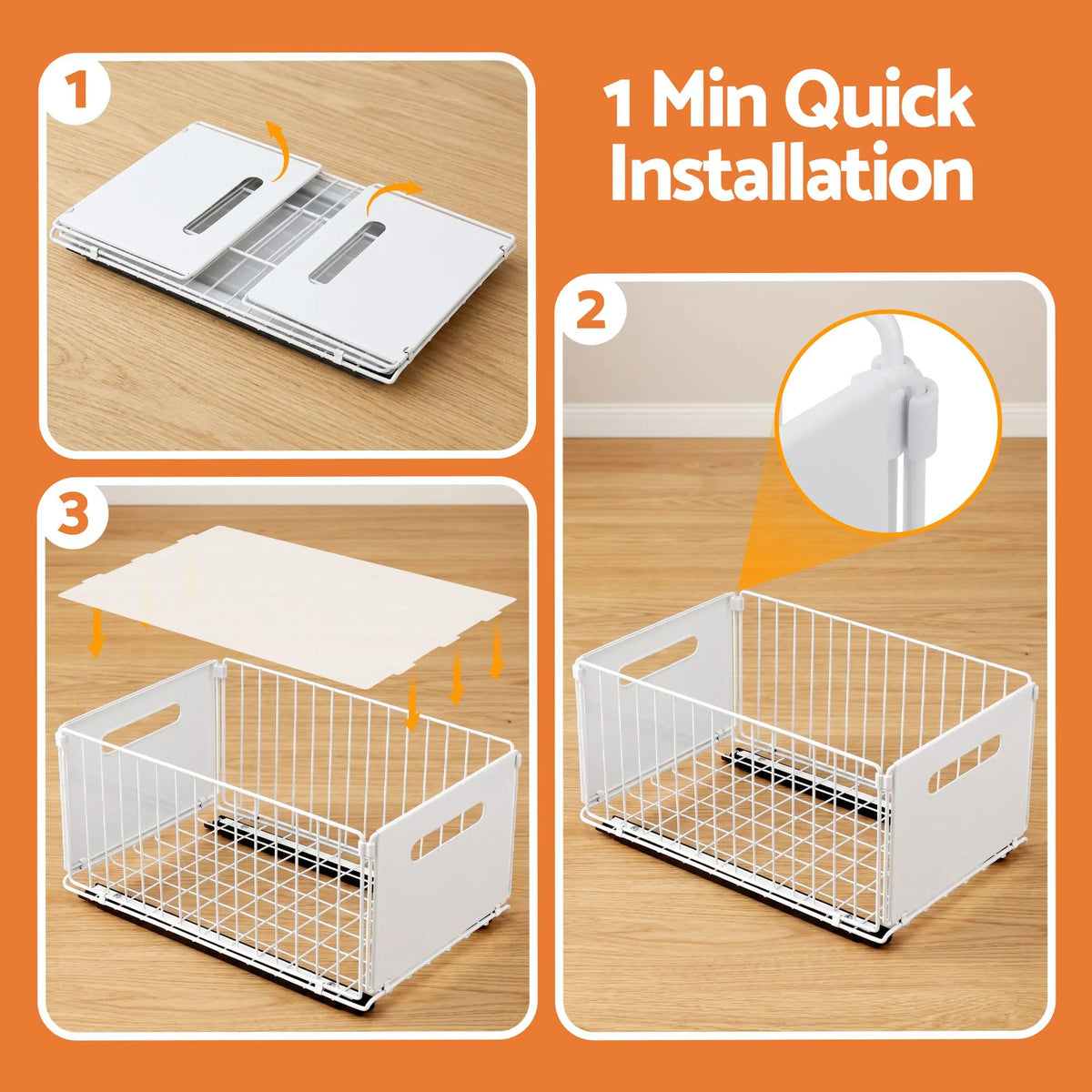Artiss 4 Pack Pull out Drawers for Cabinets Foldable Slide Out Drawers - Image 5