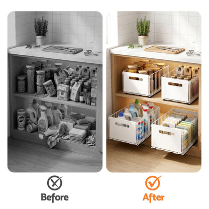 Artiss 4 Pack Pull out Drawers for Cabinets Foldable Slide Out Drawers - Image 7